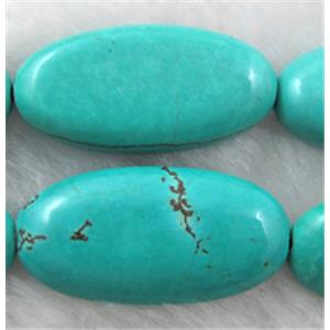Chalky Turquoise beads, Rice shape, 15x30mm,9mm thick,13pcs per st