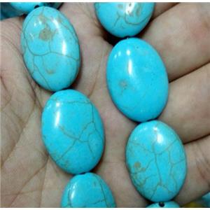 blue synthetic Turquoise oval beads, approx 30x40mm, 15.5 inches