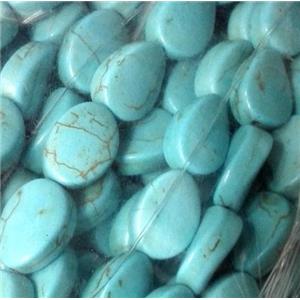 stability turquoise bead, twist teardrop, blue, approx 15x20mm, 15.5 inches