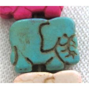 blue synthetic Turquoise elephant beads, approx 23x33mm