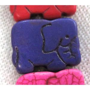 deepblue synthetic Turquoise elephant beads, approx 23x33mm