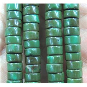 Turquoise beads, green, heshi, stabilized, approx 3x6mm