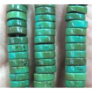 green Turquoise heishi beads, stabilized, approx 3x8mm