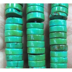 green Turquoise heshi beads, stabilized, approx 3x8mm