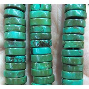 green Turquoise heishi beads, stabilized, approx 3x10mm