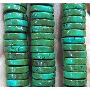 green Turquoise heishi beads, stabilized, approx 3x12mm