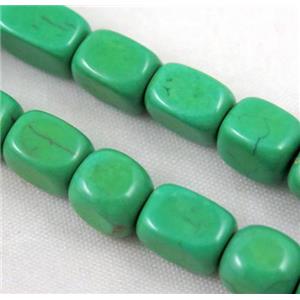 green synthetic Turquoise cuboid beads, approx 8x8x10mm, 15.5 inches