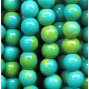 blue turquoise bead, round, synthetic, approx 4mm dia, 98pcs per st