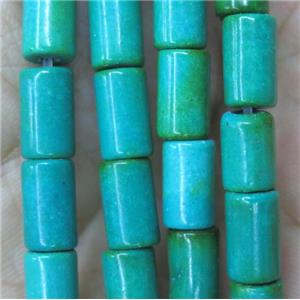 blue turquoise bead, tube, synthetic, approx 6x10mm