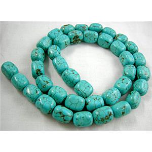 Chalky Turquoise Beads, Flat Barrel, 8x8x10mm, 39pcs per st