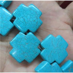 blue turquoise cross beads, approx 20x20mm