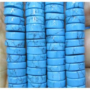 blue turquoise heishi beads, synthetic, approx 10x4mm