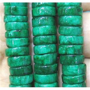 green turquoise heishi beads, synthetic, approx 10x4mm