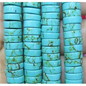 aqua turquoise heishi beads, synthetic, approx 4x10mm