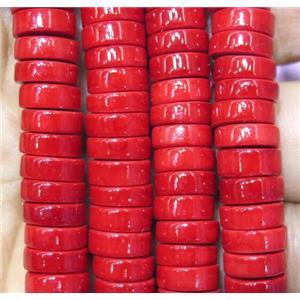 red turquoise heishi beads, synthetic, approx 10x4mm