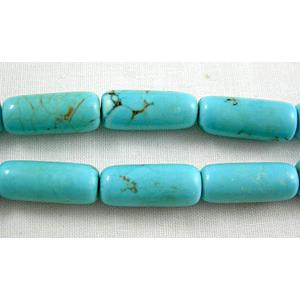 Chalky Turquoise tube beads, 6.5mm dia,15mm length,24pcs per st