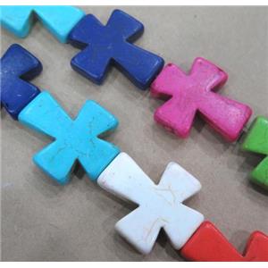synthetic Turquoise cross beads, mix color, approx 40x50mm