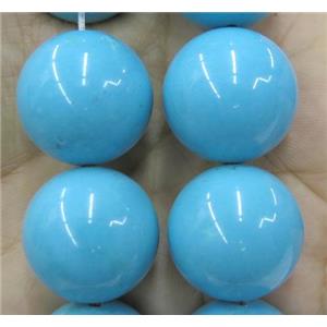 blue turquoise beads, blue treated, round, approx 22mm dia, 19pcs per st