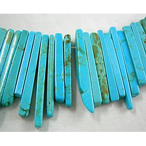 Chalky Turquoise beads, Erose, 4x5.5x(30-50)mm,approx 100pcs per st