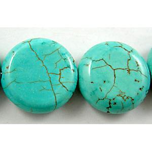 Turquoise Beads, coin Round, approx 18.5mm dia, 22pcs per st