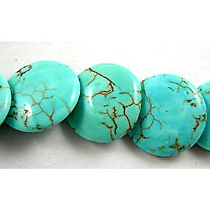 Chalky Turquoise beads, Saucer, 14mm dia, 34pcs per st