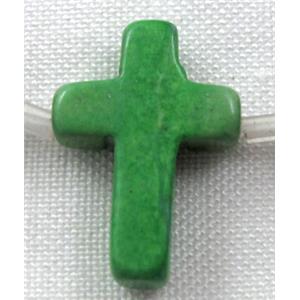 Chalky Turquoise beads, Stabilized, cross, green, 12x16mm, 25pcs per st