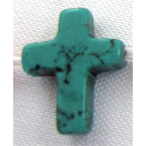 Chalky Turquoise beads, Stabilized, cross, 12x16mm, 25pcs per st