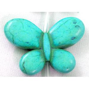 Chalky Turquoise beads, Stabilized, butterfly, 24x35mm, 14pcs per st