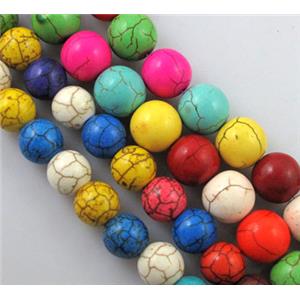 mixed round Turquoise Beads, chalky, stabilized, 10mm dia