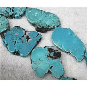 Turquoise slice beads, freeform, blue, approx 15-40mm