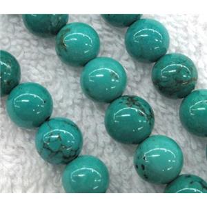 green Turquoise Beads, round, 4mm dia, approx 98pcs per st