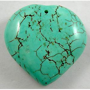 Chalky Turquoise heart pendant, 33mm dia