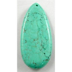 Chalky Turquoise teardrop pendant, 25x55mm