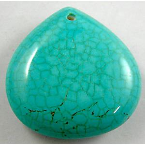 Chalky Turquoise teardrop pendant, 40mm dia