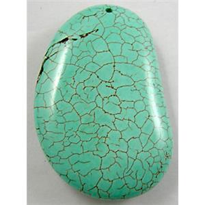 Chalky Turquoise footprint Pendant, 35x50mm