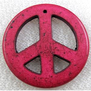 Turquoise Peace sign, pendant, dye, 34mm dia