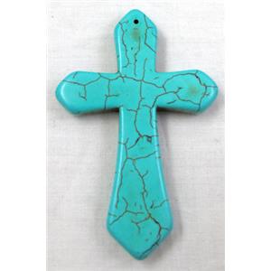 Chalky Turquoise, stabilized, Crosses Pendant, 50x75mm