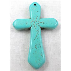 Chalky Turquoise, stabilized, Crosses Pendant, 30x45mm