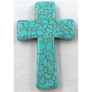 Chalky Turquoise, stabilized, Crosses Pendant, 30x45mm
