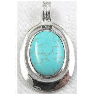 Chalky Turquoise, stabilized,  Pendant, 22x35mm, bead:14x28mm