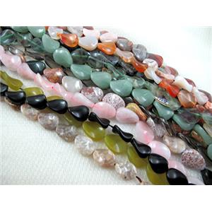 Natural Twist Leaf Gemstone bead, mix color, 13x18mm, 22pcs per st