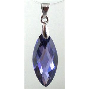 Cubic Zirconia pendant, purple, 10x22mm