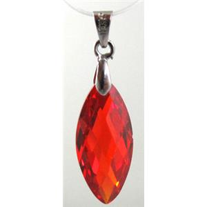 Cubic Zirconia pendant, red, 10x22mm