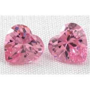 Cubic Zirconia heart diamond, pink, 8x8mm