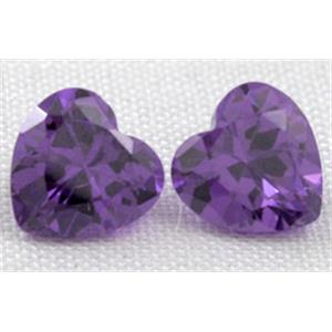Cubic Zirconia heart diamond, purple, 6x6mm