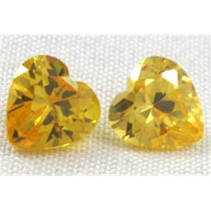 Cubic Zirconia heart diamond, golden, 10x10mm