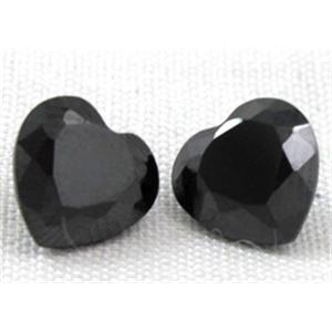 Cubic Zirconia heart diamond, black, 10x10mm