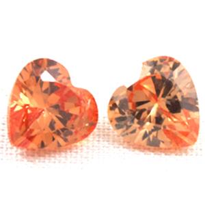 Cubic Zirconia heart diamond, orange, 6x6mm