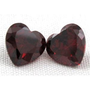Cubic Zirconia heart diamond, deep red, 10x10mm