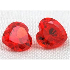 Cubic Zirconia heart diamond, red, 6x6mm